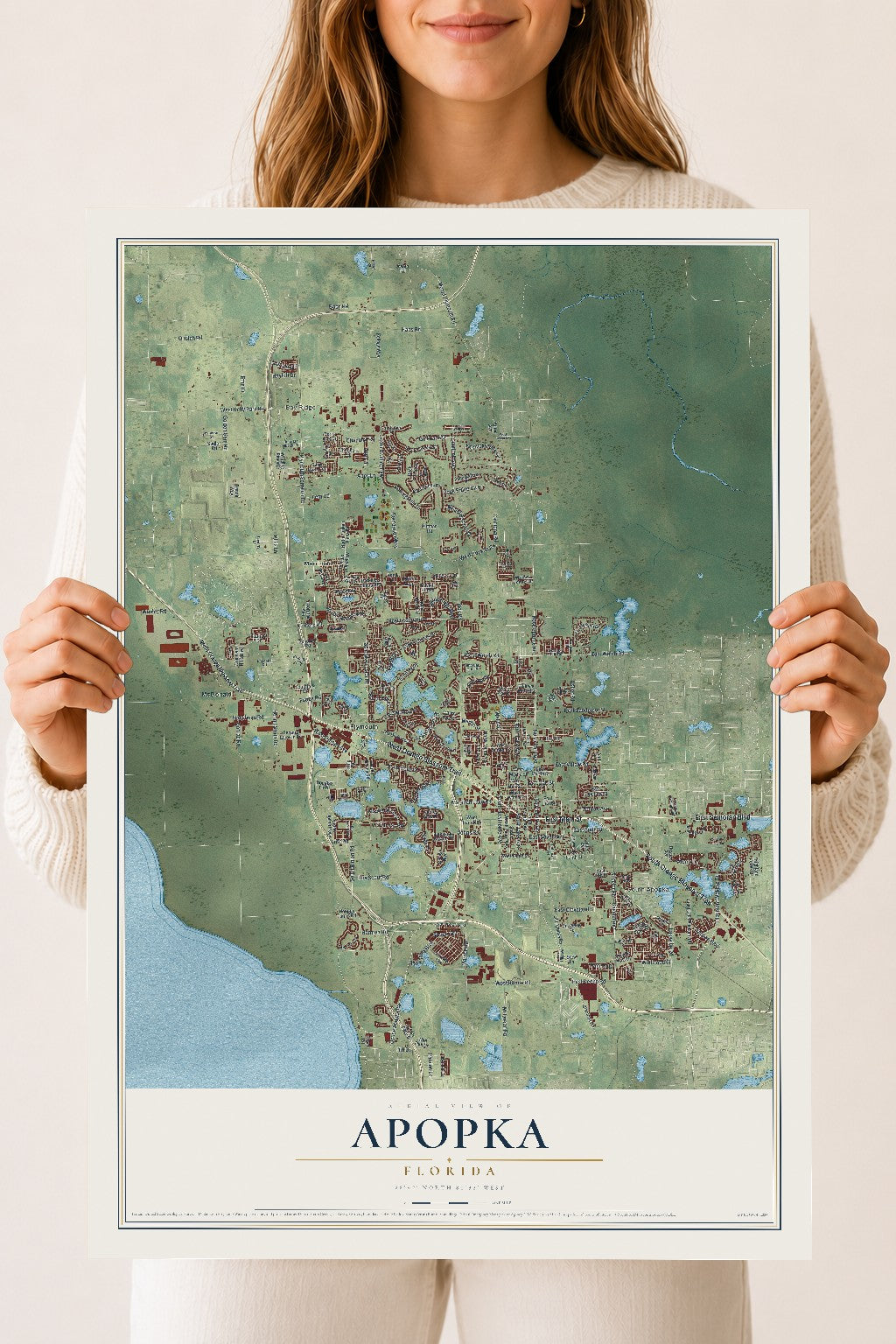 Apopka, Florida map print, 18" x 24" Archival Matte Print mockup