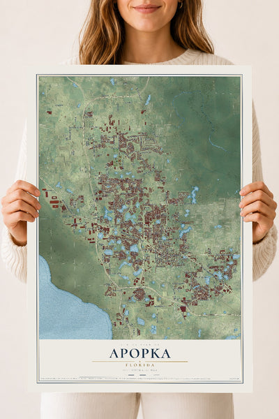 Apopka, Florida map print, 18" x 24" Archival Matte Print mockup