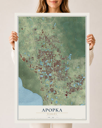 Apopka, Florida map print, 24" x 36" Archival Matte Print mockup