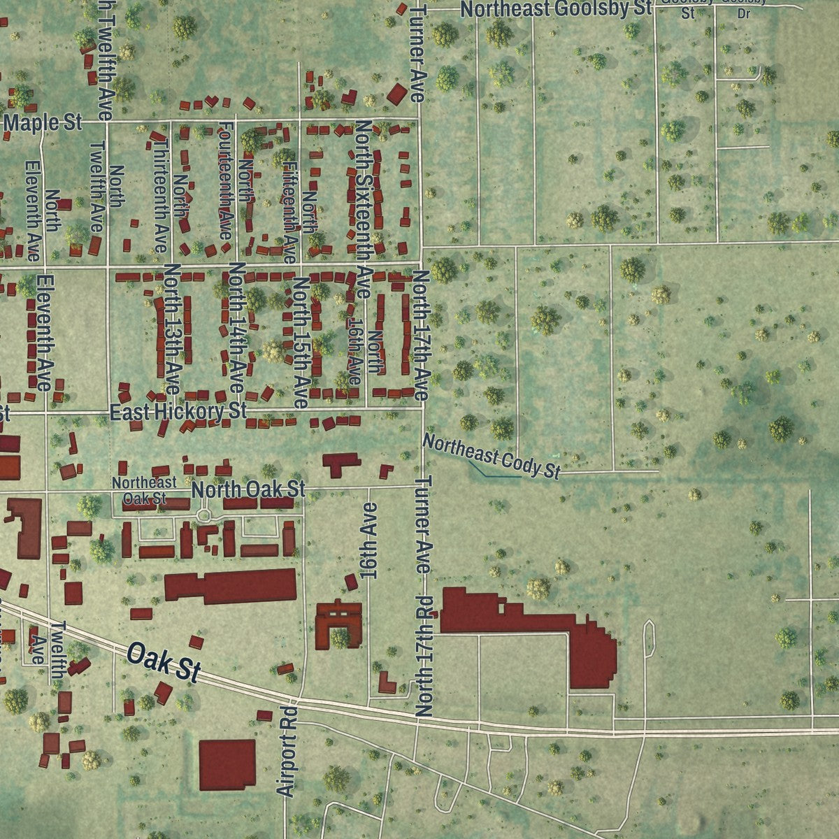 Close-up 2 of the Arcadia, Florida map artwork