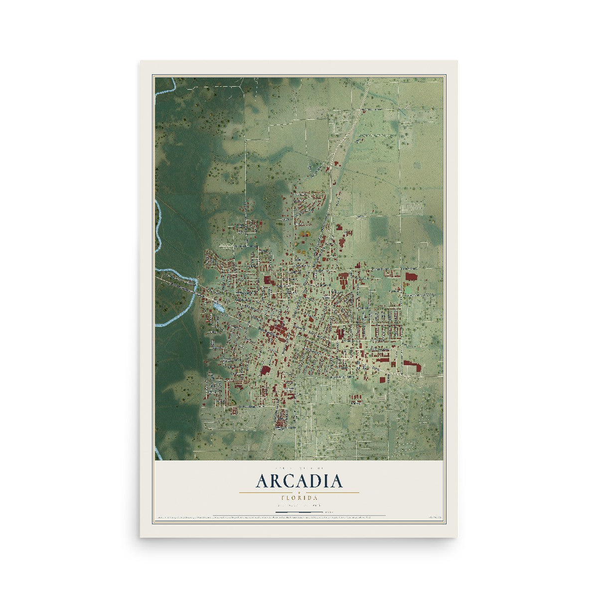 Arcadia, Florida map print, 12" x 18" Archival Matte Print mockup
