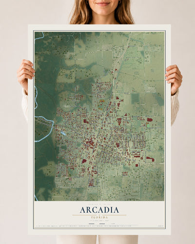 Arcadia, Florida map print, 24" x 36" Archival Matte Print mockup