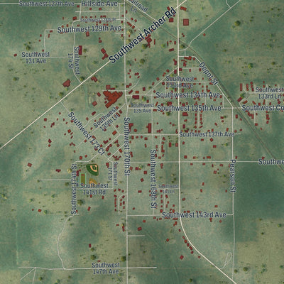 Close-up 1 of the Archer, Florida map artwork