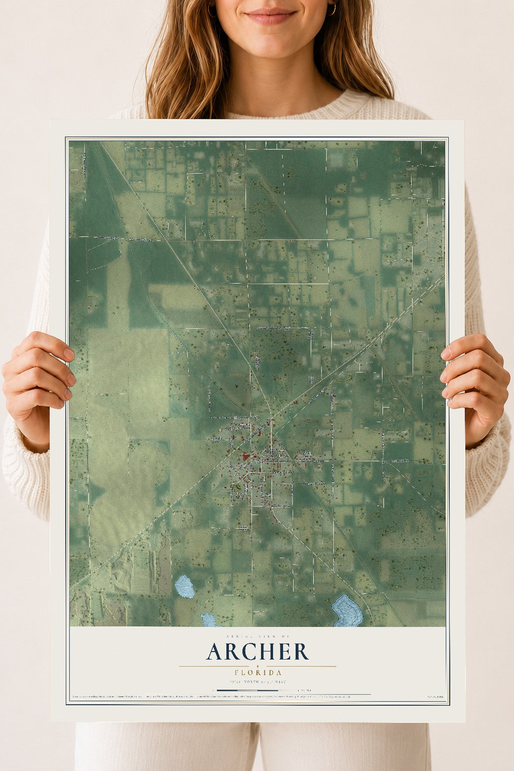 Archer, Florida map print, 18" x 24" Archival Matte Print mockup