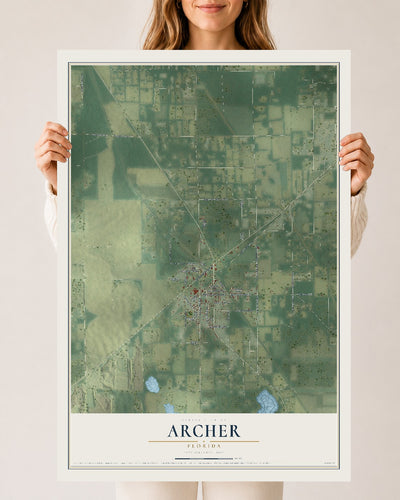 Archer, Florida map print, 24" x 36" Archival Matte Print mockup