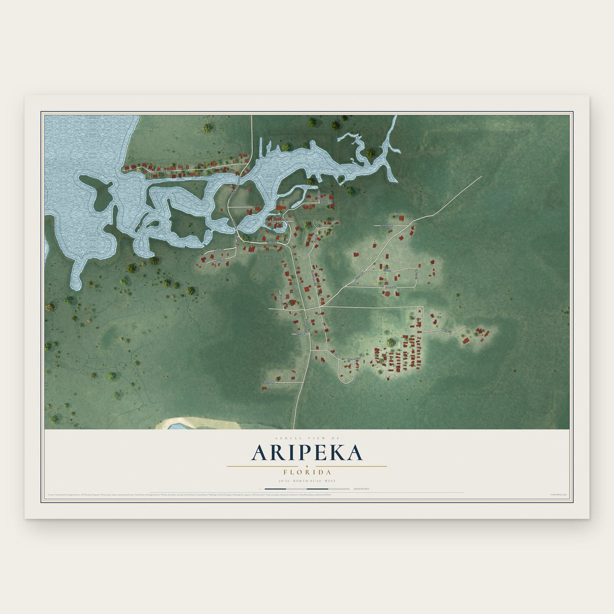 Aripeka, Florida map print, the full design
