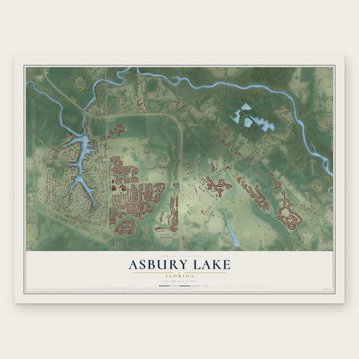 Asbury Lake, Florida map print, the full design