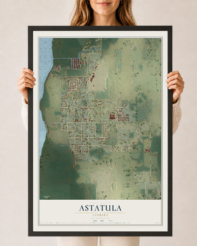 Astatula, Florida map print, 24" x 36" W/ Black Ayous Wood Frame mockup