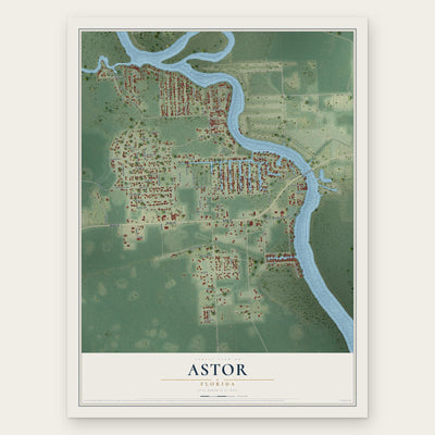 Astor, Florida map print, the full design