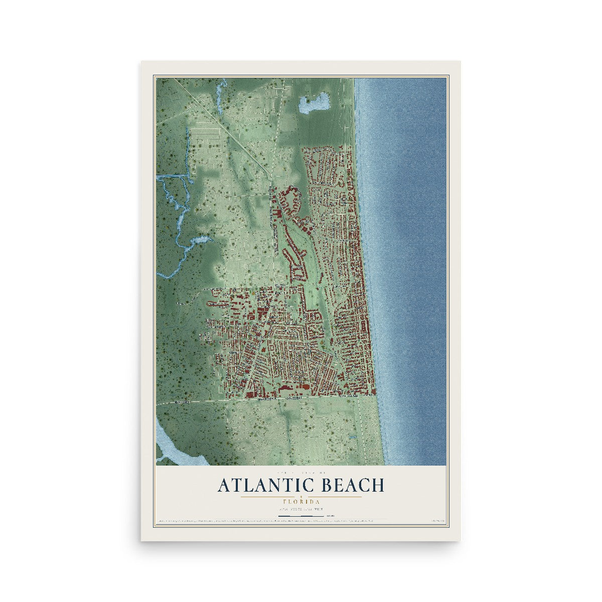 Atlantic Beach, Florida map print, 12" x 18" Archival Matte Print mockup
