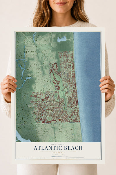 Atlantic Beach, Florida map print, 18" x 24" Archival Matte Print mockup