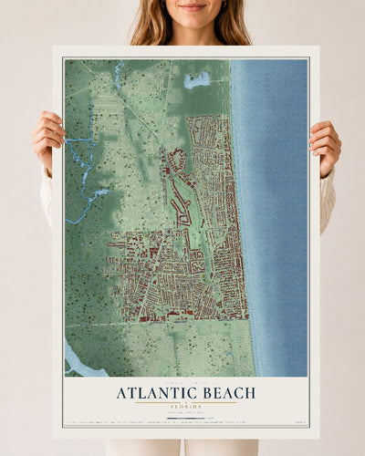 Atlantic Beach, Florida map print, 24" x 36" Archival Matte Print mockup