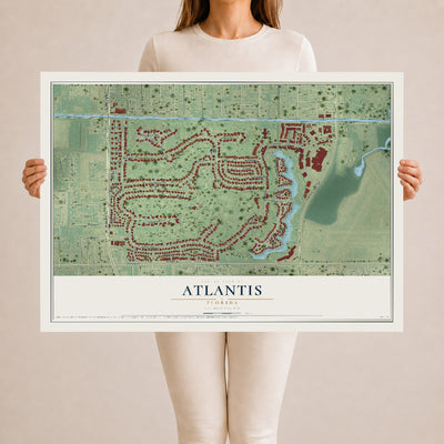 Atlantis, Florida map print, 24" x 36" Archival Matte Print mockup
