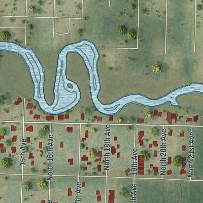 Close-up of the map of Avalon, Florida print showing street and building detail