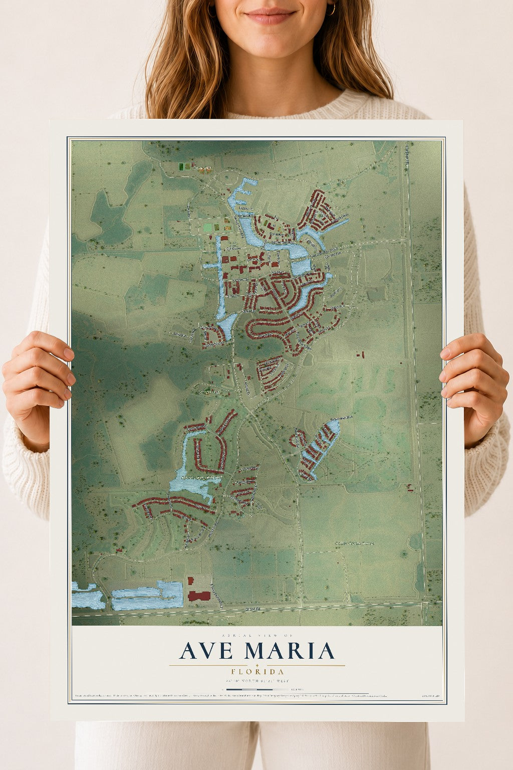 Ave Maria, Florida map print, 18" x 24" Archival Matte Print mockup