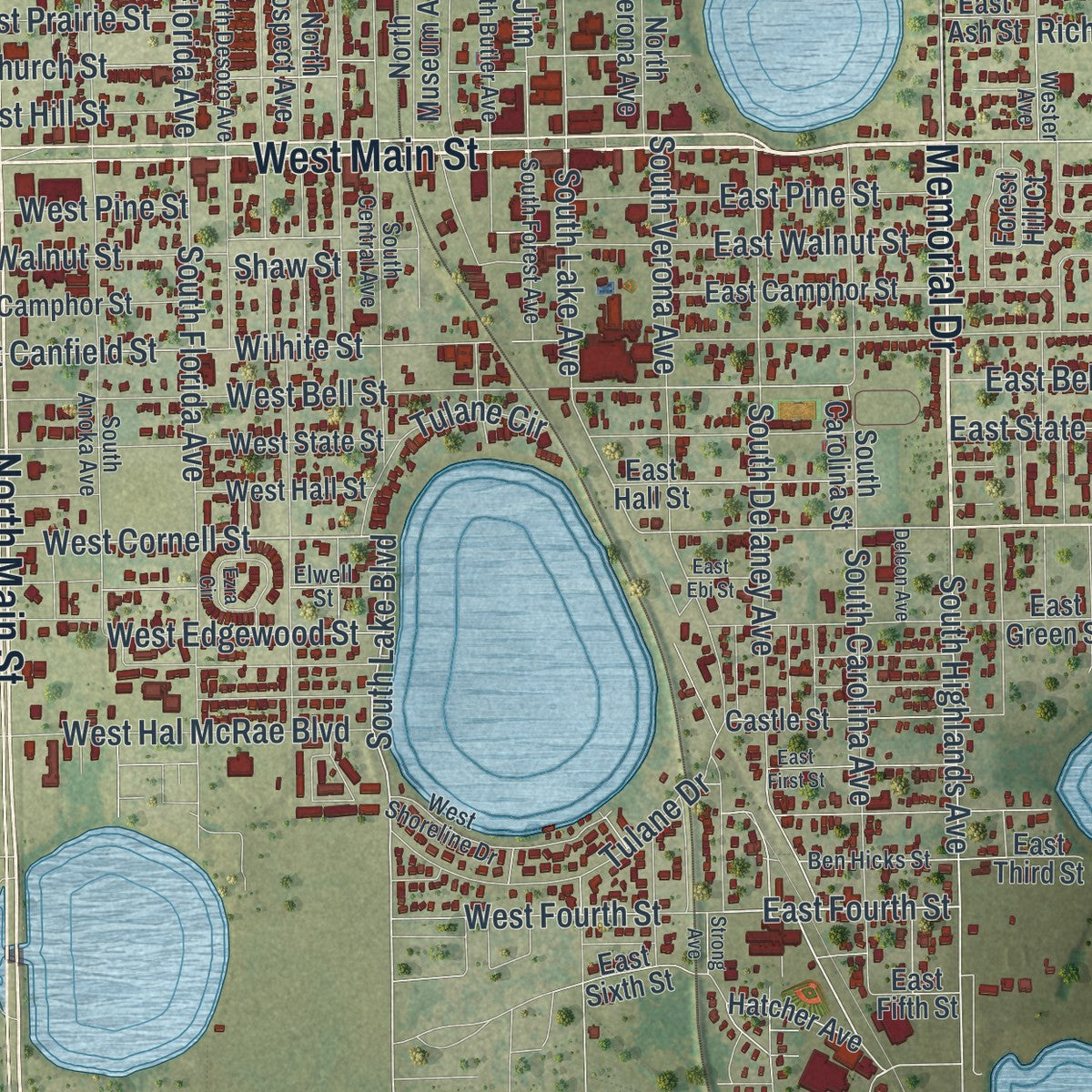Close-up 1 of the Avon Park, Florida map artwork