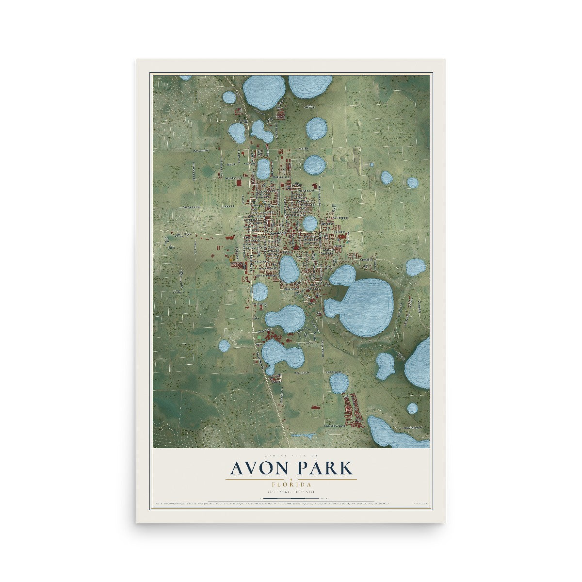 Avon Park, Florida map print, 12" x 18" Archival Matte Print mockup
