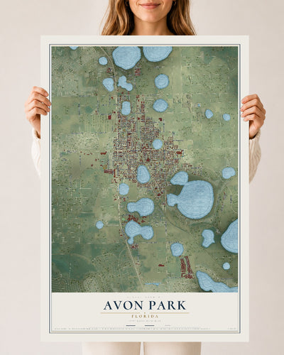 Avon Park, Florida map print, 24" x 36" Archival Matte Print mockup