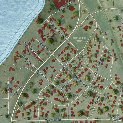 Close-up of the map of Babson Park, Florida print showing street and building detail