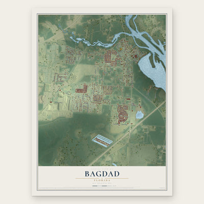 Bagdad, Florida map print, the full design