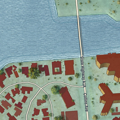 Close-up 2 of the Bal Harbour, Florida map artwork