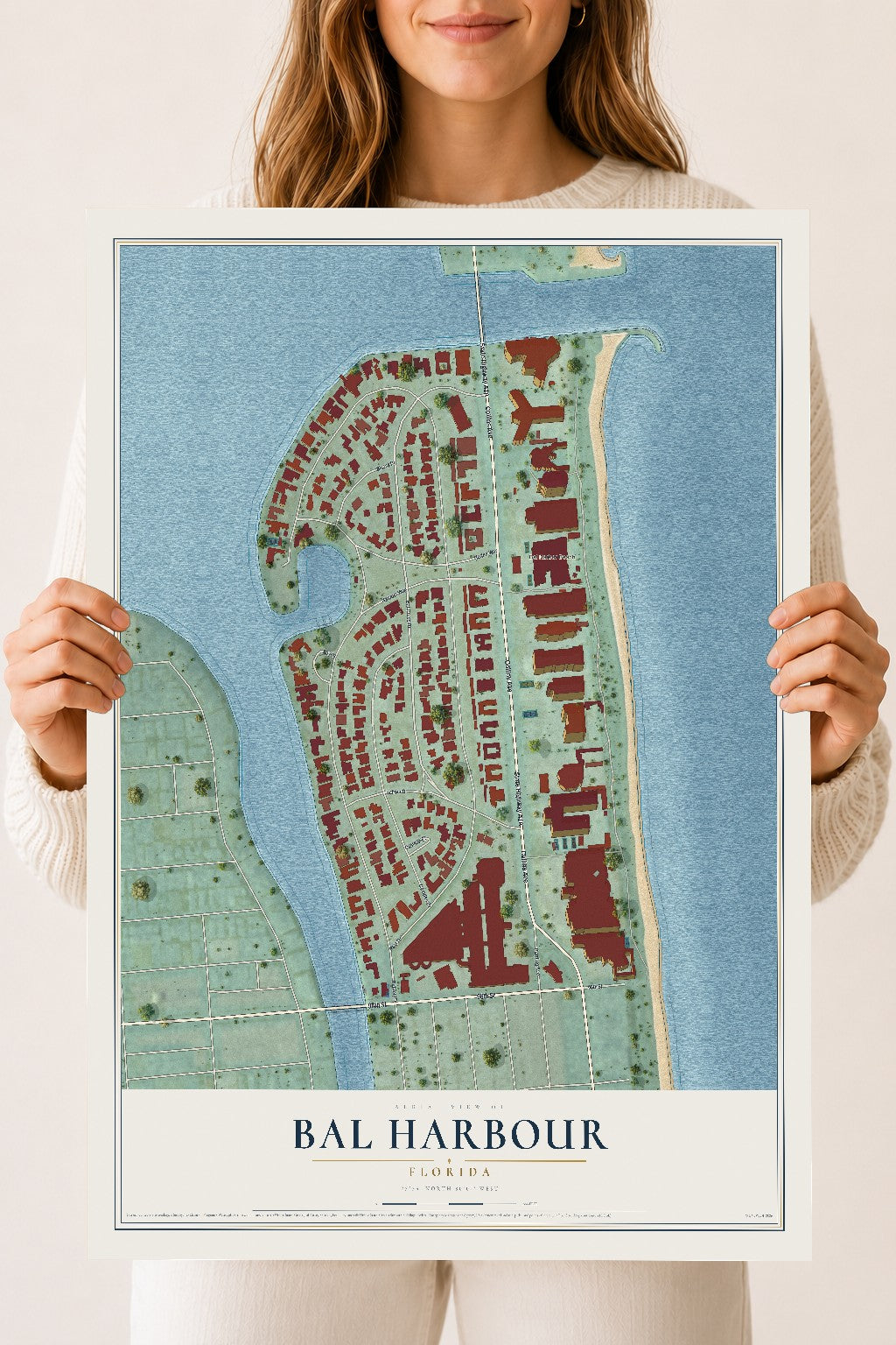 Bal Harbour, Florida map print, 18" x 24" Archival Matte Print mockup
