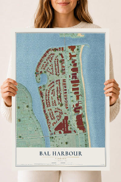 Bal Harbour, Florida map print, 18" x 24" Archival Matte Print mockup