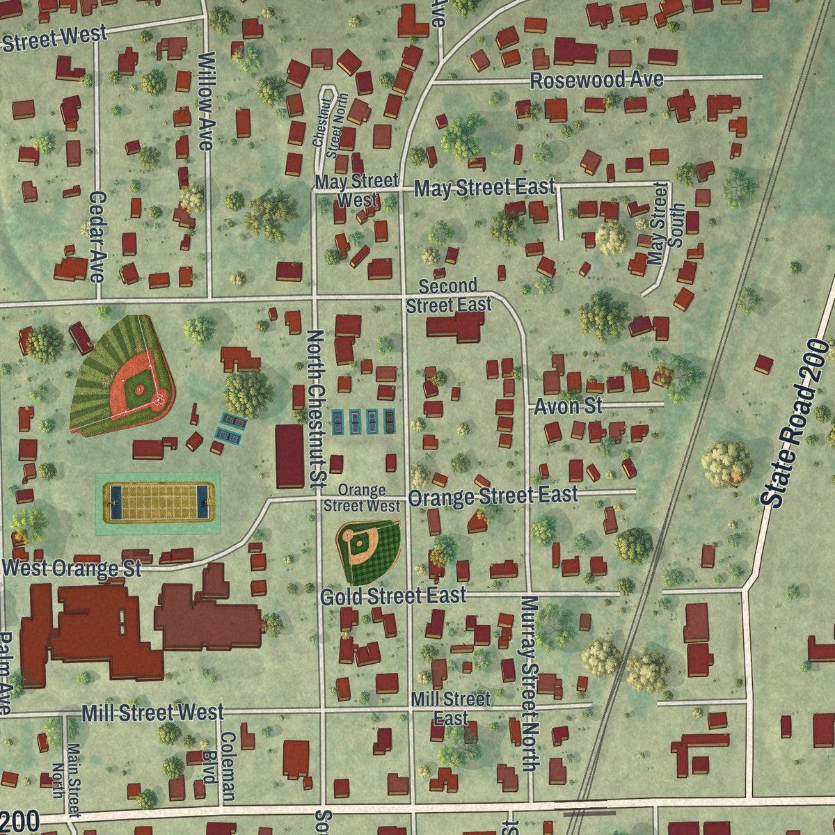 Close-up 1 of the Baldwin, Florida map artwork