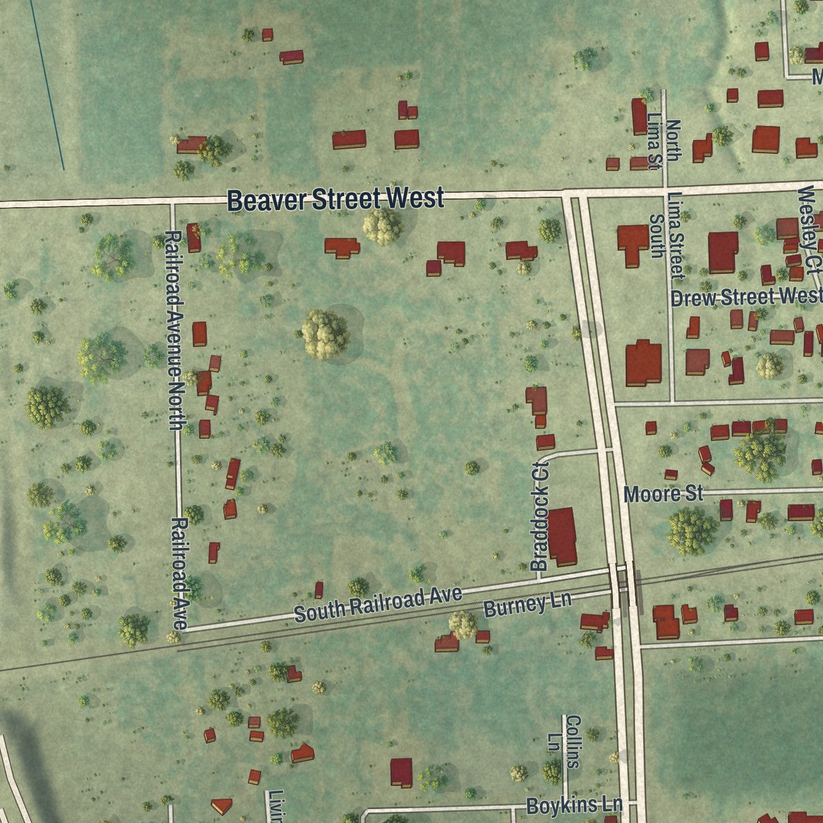 Close-up 2 of the Baldwin, Florida map artwork