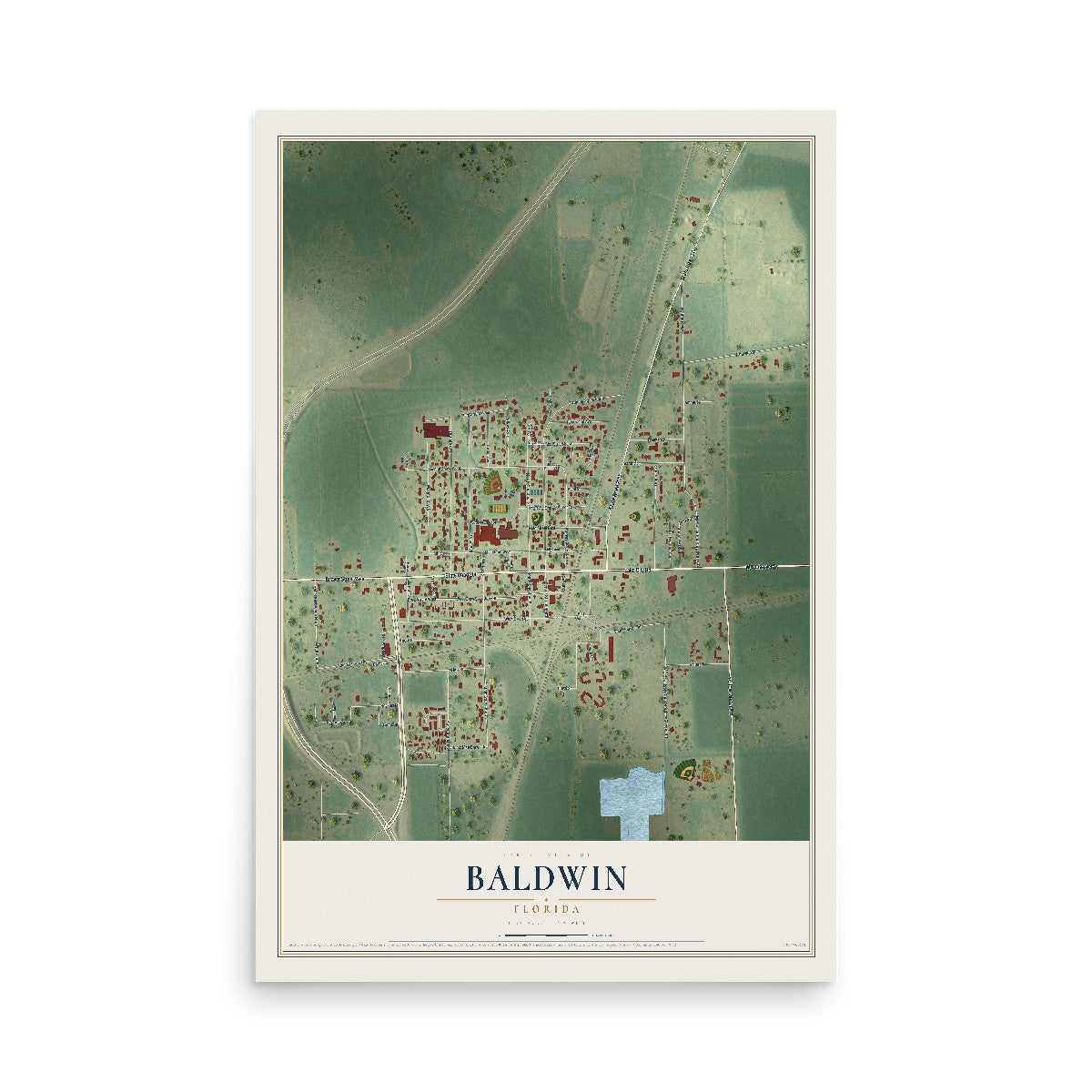 Baldwin, Florida map print, 12" x 18" Archival Matte Print mockup