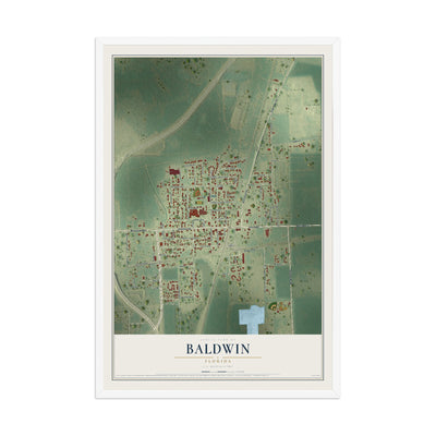 Baldwin, Florida map print, 12" x 18" W/ White Ayous Wood Frame mockup
