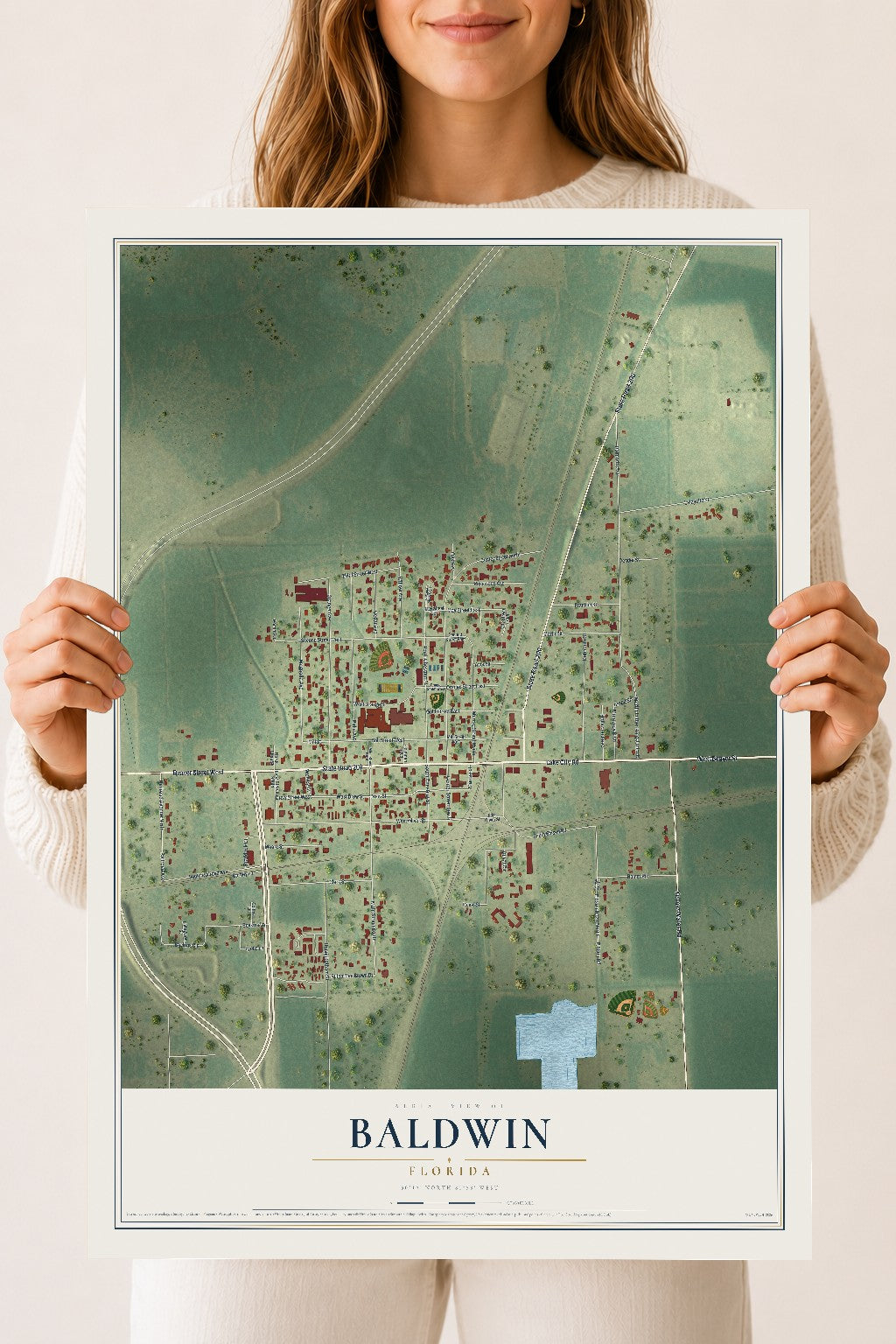 Baldwin, Florida map print, 18" x 24" Archival Matte Print mockup