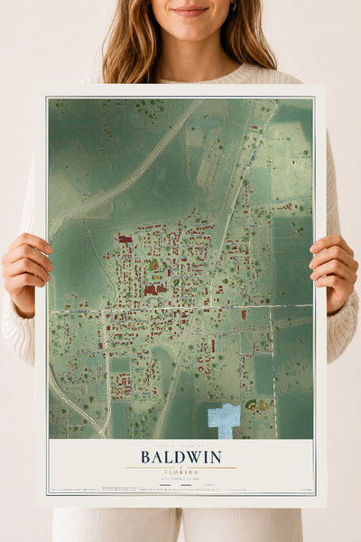 Baldwin, Florida map print, 18" x 24" Archival Matte Print mockup