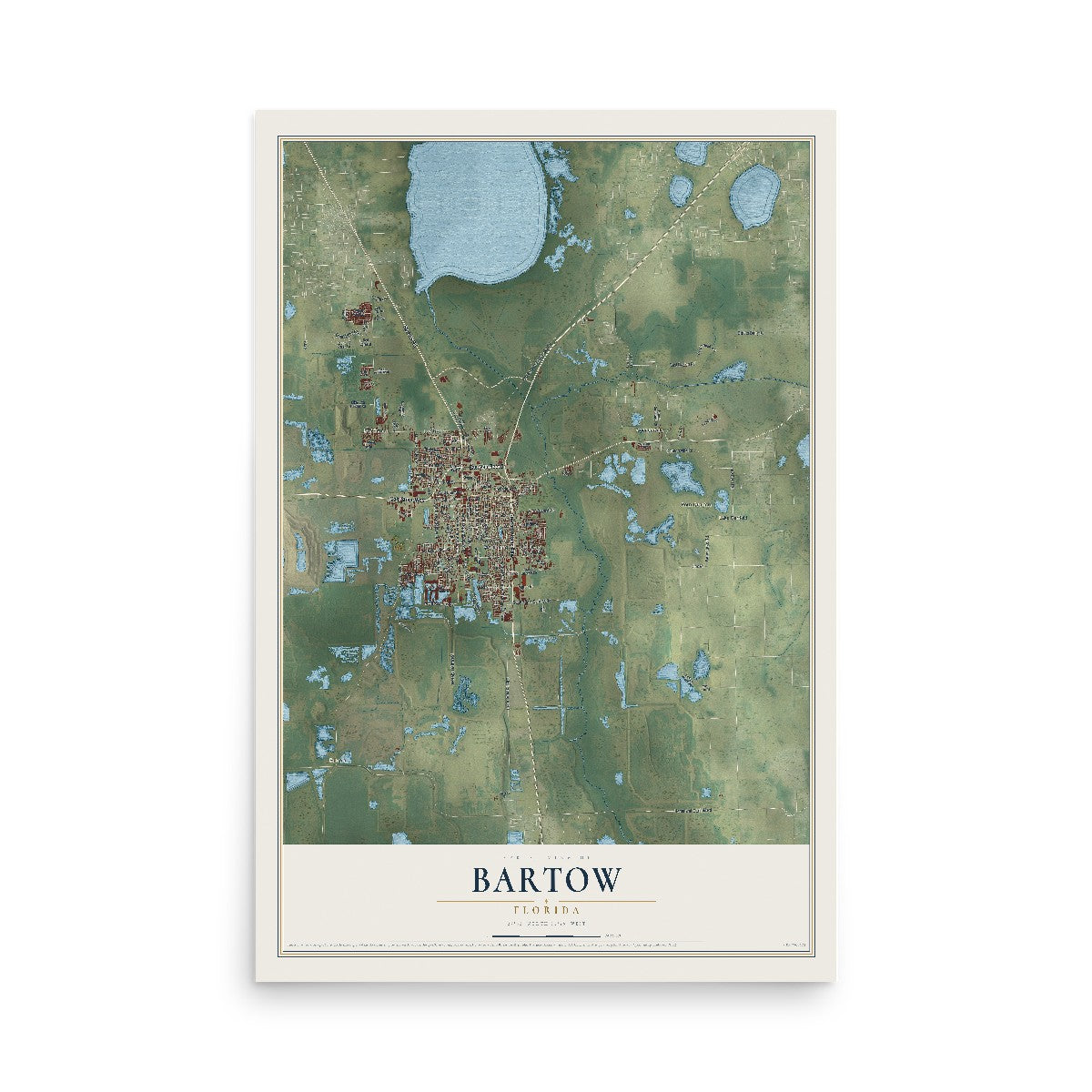 Bartow, Florida map print, 12" x 18" Archival Matte Print mockup