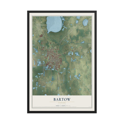 Bartow, Florida map print, 12" x 18" W/ Black Ayous Wood Frame mockup