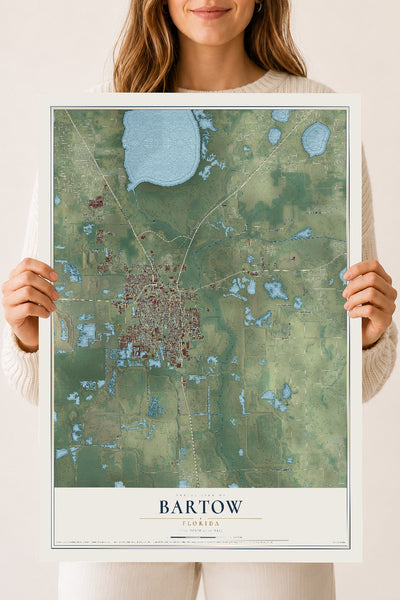 Bartow, Florida map print, 18" x 24" Archival Matte Print mockup