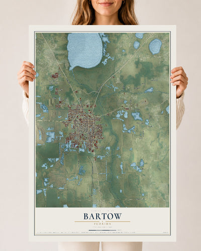 Bartow, Florida map print, 24" x 36" Archival Matte Print mockup