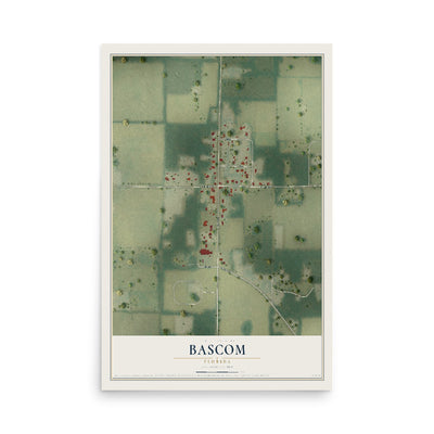 Bascom, Florida map print, 12" x 18" Archival Matte Print mockup