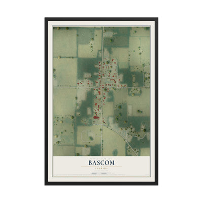 Bascom, Florida map print, 12" x 18" W/ Black Ayous Wood Frame mockup
