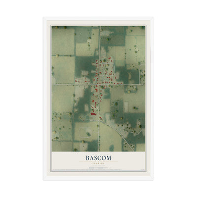 Bascom, Florida map print, 12" x 18" W/ White Ayous Wood Frame mockup