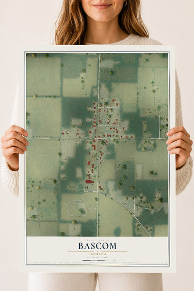 Bascom, Florida map print, 18" x 24" Archival Matte Print mockup
