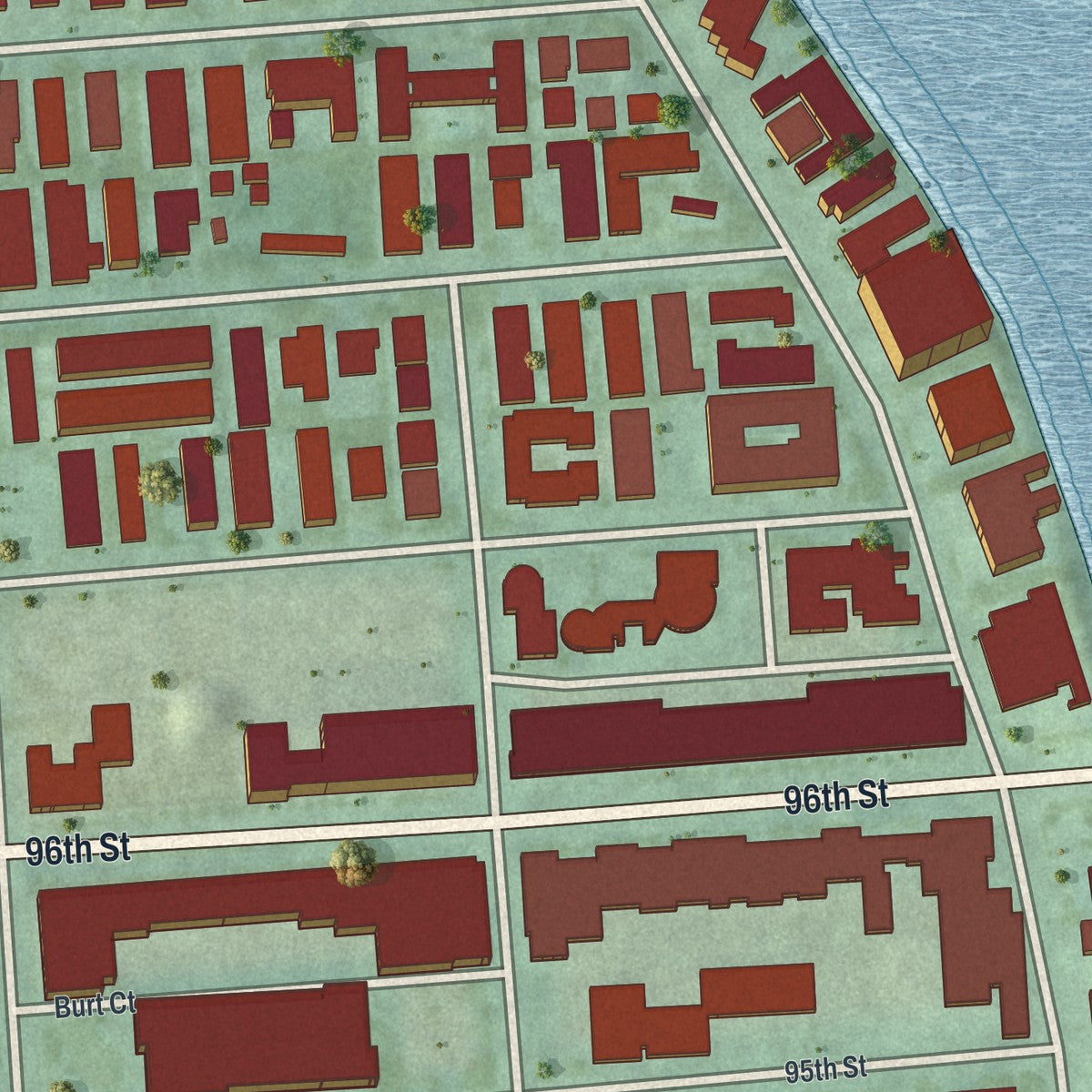 Close-up 2 of the Bay Harbor Islands, Florida map artwork