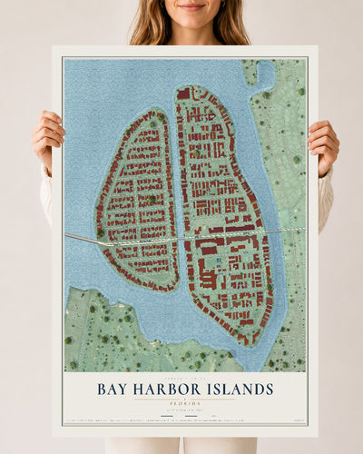 Bay Harbor Islands, Florida map print, 24" x 36" Archival Matte Print mockup