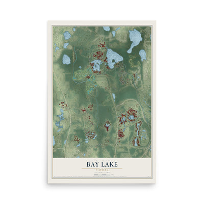 Bay Lake, Florida map print, 12" x 18" Archival Matte Print mockup