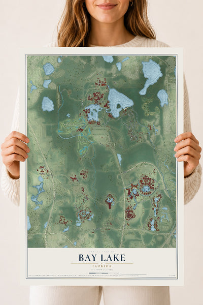 Bay Lake, Florida map print, 18" x 24" Archival Matte Print mockup