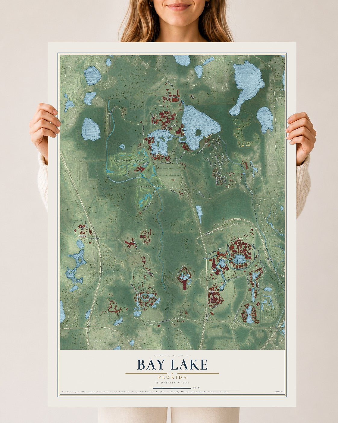 Bay Lake, Florida map print, 24" x 36" Archival Matte Print mockup