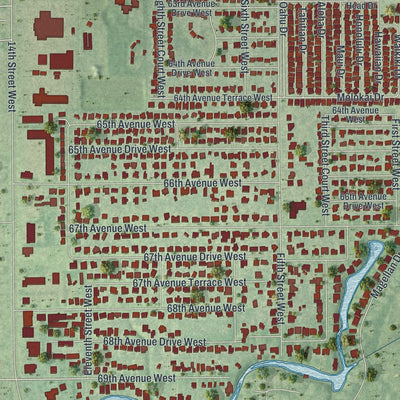 Close-up of the map of Bayshore Gardens, Florida print showing street and building detail
