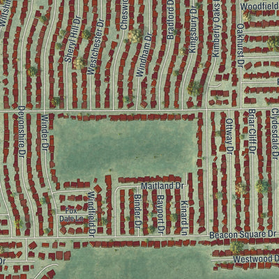 Close-up of the map of Beacon Square, Florida print showing street and building detail