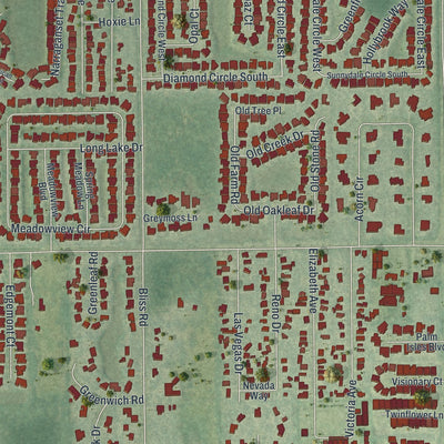 Close-up of the map of Bee Ridge, Florida print showing street and building detail
