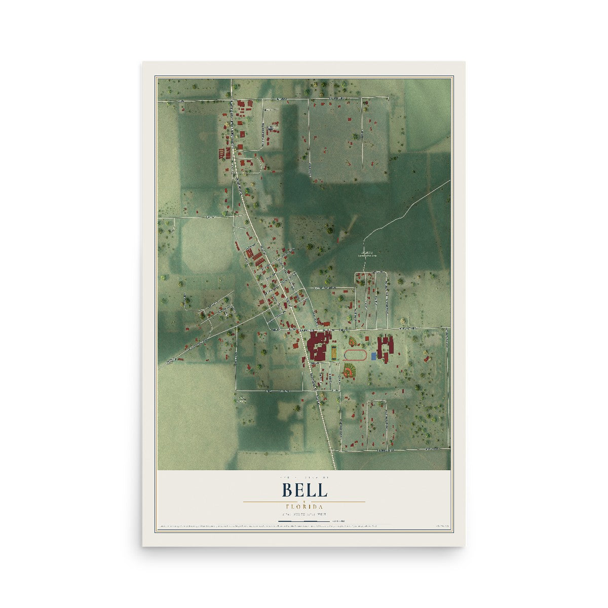 Bell, Florida map print, 12" x 18" Archival Matte Print mockup